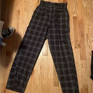 Urban outfitters paper bag dark grey plaid pants size SMALL